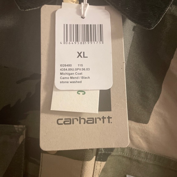 CARHARTT WIP MICHIGAN COAT “MEND CAMO STONE WASHED” COLOR:MULTICOLOURED SIZE: XL - Picture 1 of 4